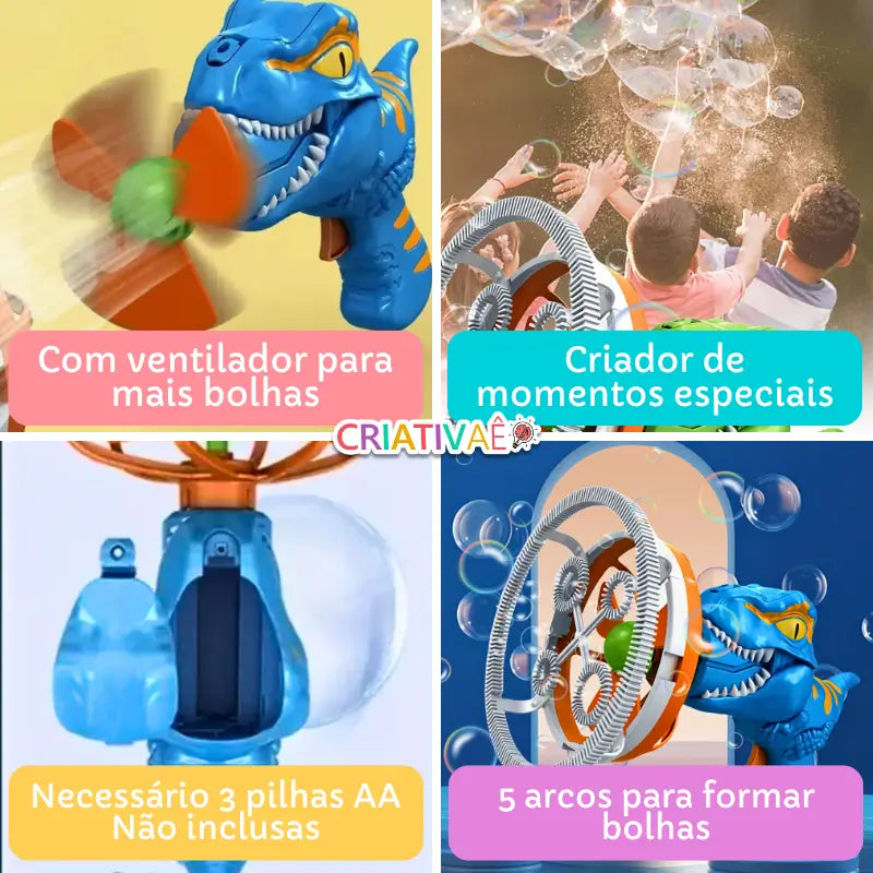 Dino Bubble Criativae - 大きなシャボン玉が次々飛び出す恐竜バブルガン