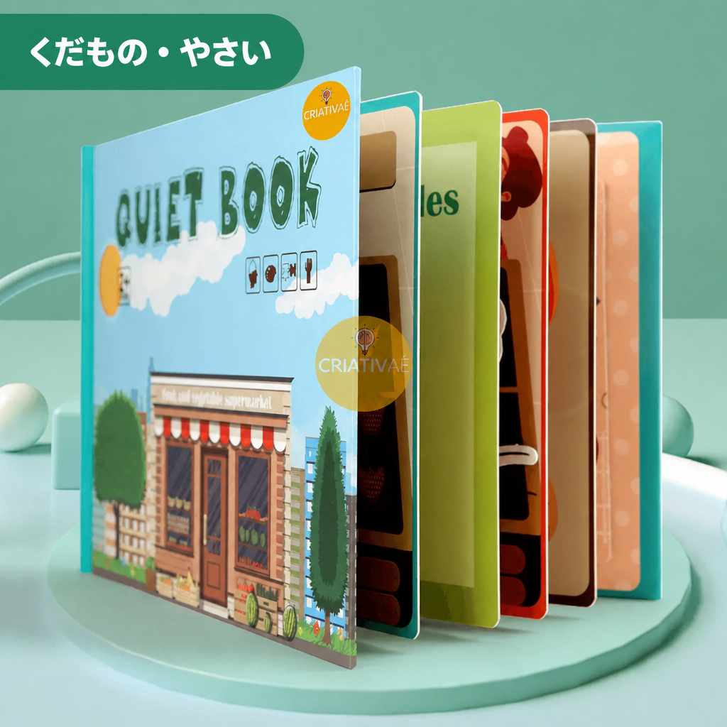 QuietBook くだもの・やさい – マジックテープの知育ページ