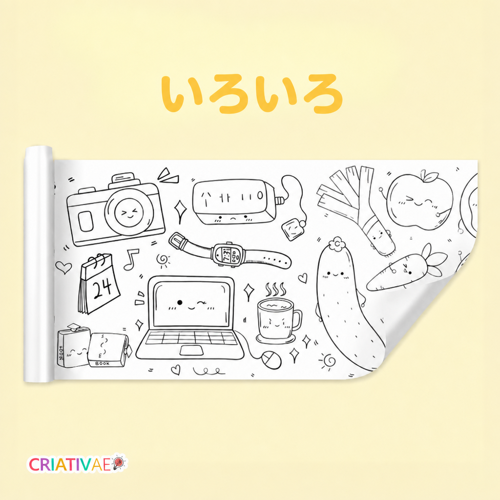 ぬりえロール Criativae - 3メートルの貼れるお絵かきロール(1000以上のイラスト)