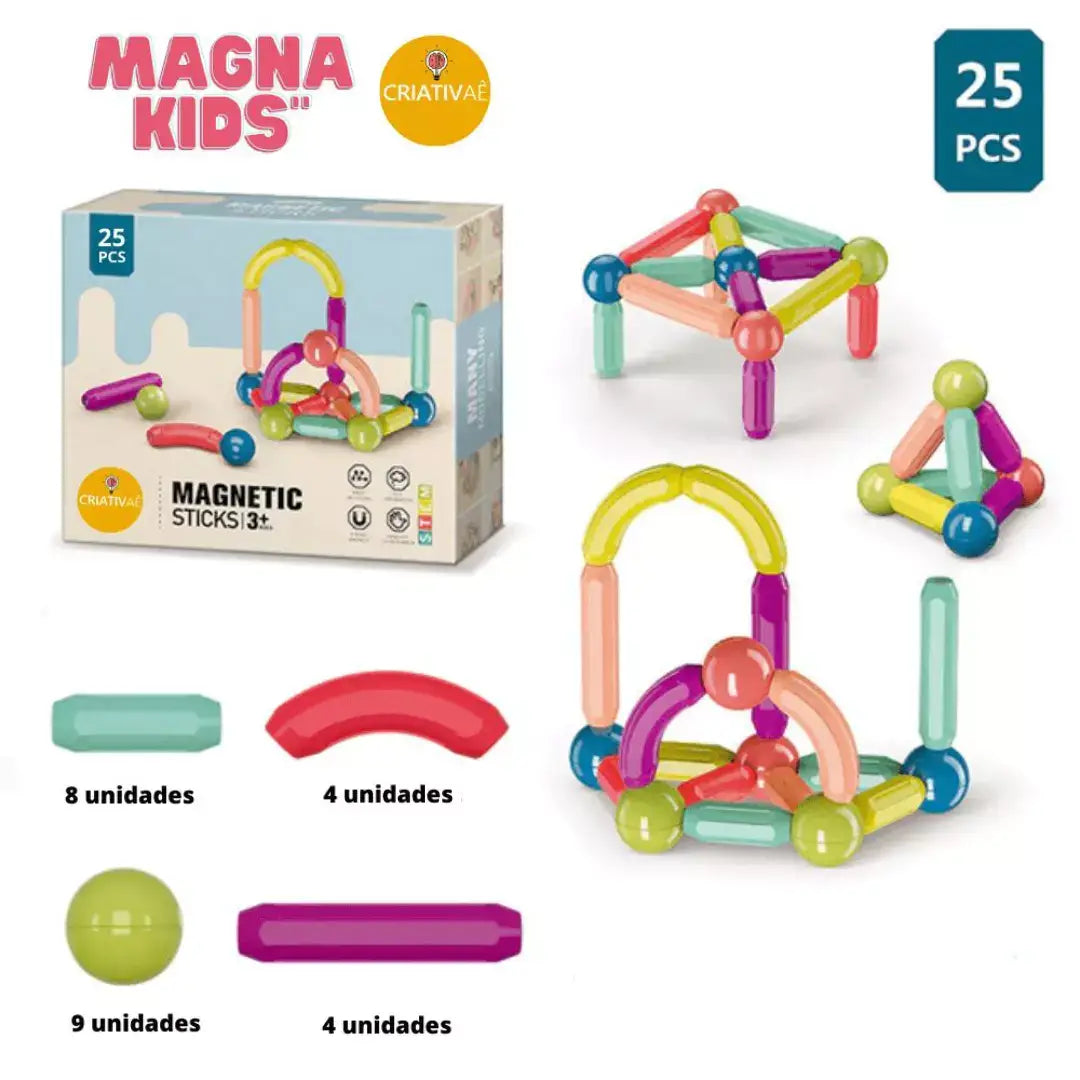 Magna Kids Criativae - 磁石のスティックとボールで無限に組み立てるブロック