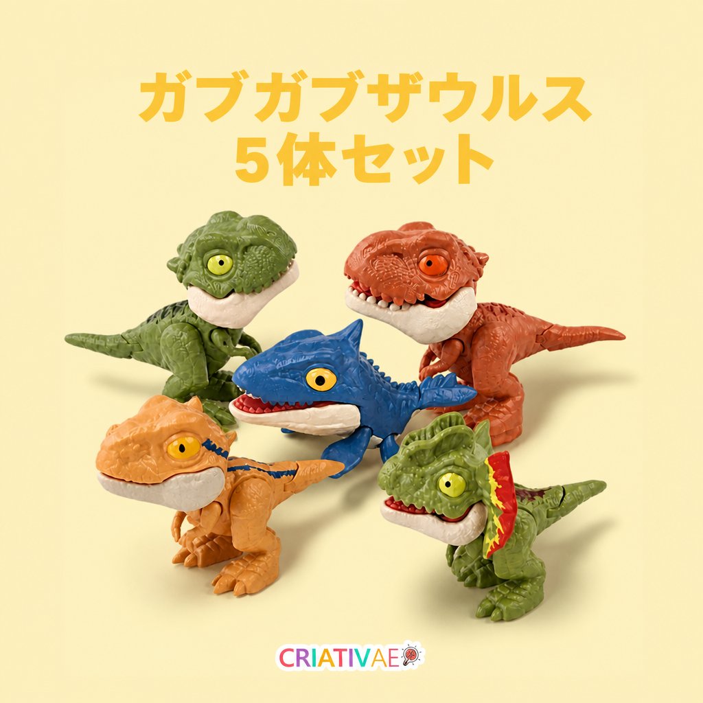 ガブガブザウルス Criativae - 指をパクッとくわえるミニ恐竜セット