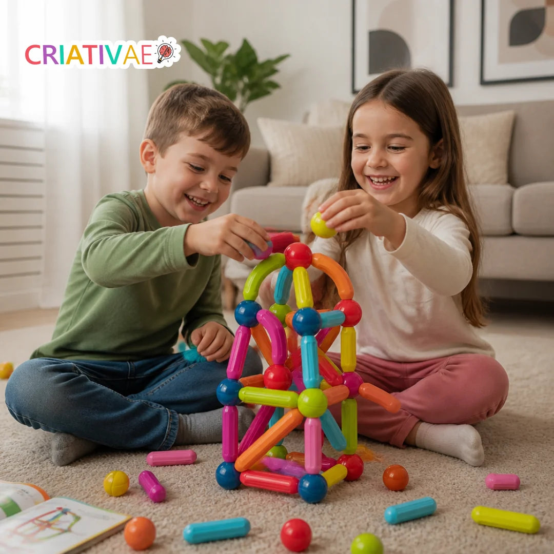 Magna Kids Criativae - 磁石のスティックとボールで無限に組み立てるブロック