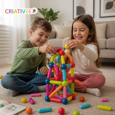 Magna Kids Criativae - 磁石のスティックとボールで無限に組み立てるブロック