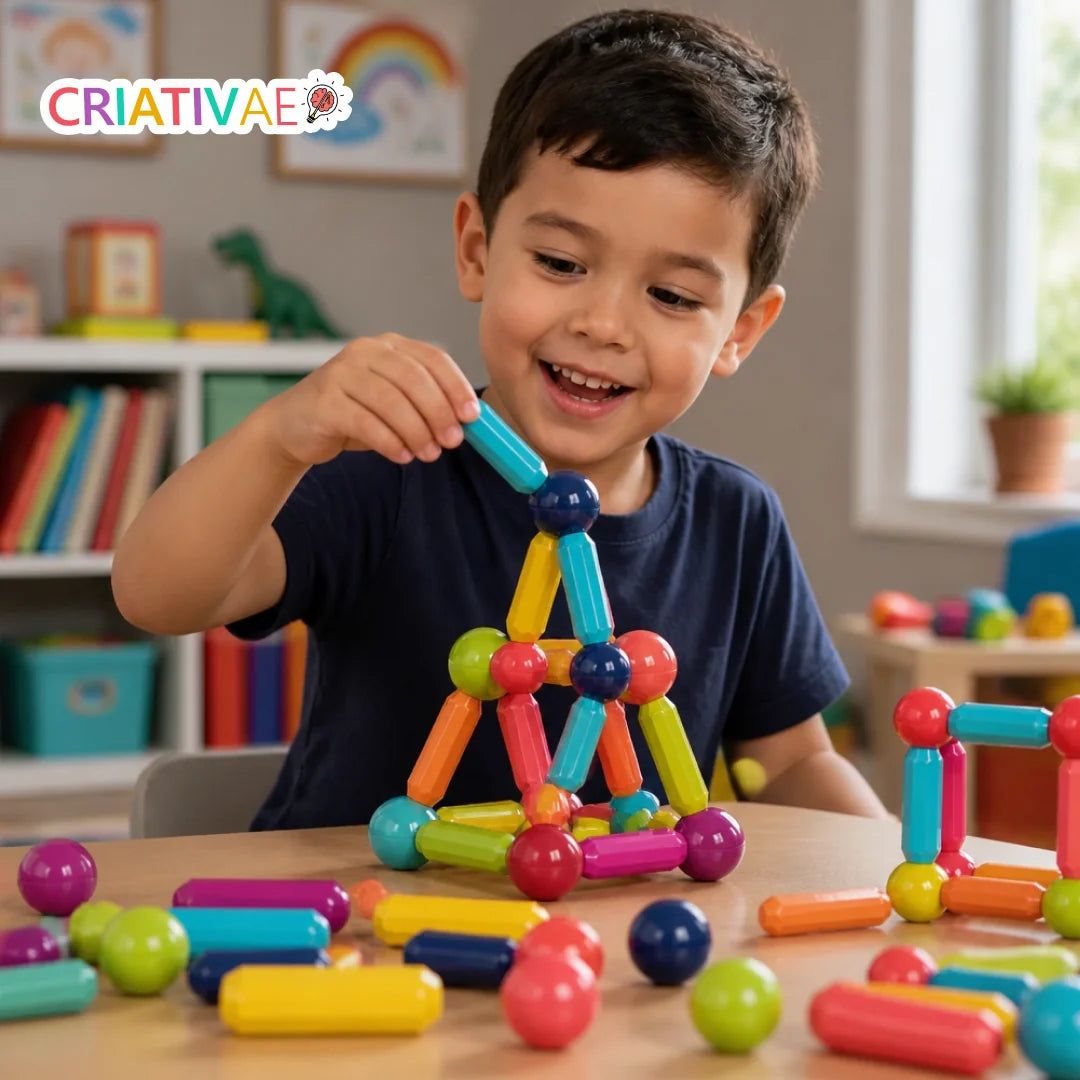Magna Kids Criativae - 磁石のスティックとボールで無限に組み立てるブロック