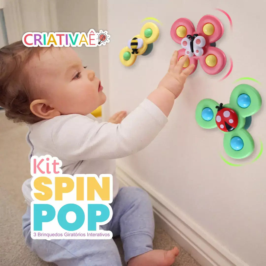 Spin Pop Criativae - 吸盤でくっついて回るベビースピナー3個セット
