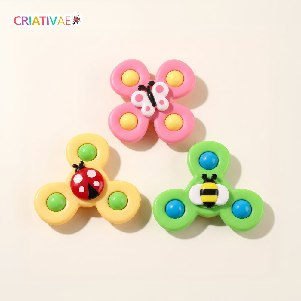 Spin Pop Criativae - 吸盤でくっついて回るベビースピナー3個セット