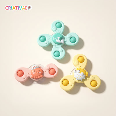 Spin Pop Criativae - 吸盤でくっついて回るベビースピナー3個セット