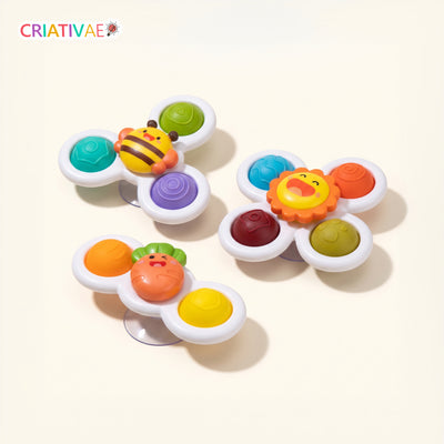 Spin Pop Criativae - 吸盤でくっついて回るベビースピナー3個セット