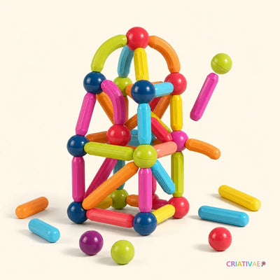 Magna Kids Criativae - 磁石のスティックとボールで無限に組み立てるブロック