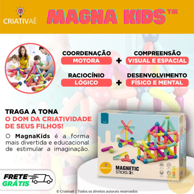 Magna Kids Criativae - 磁石のスティックとボールで無限に組み立てるブロック