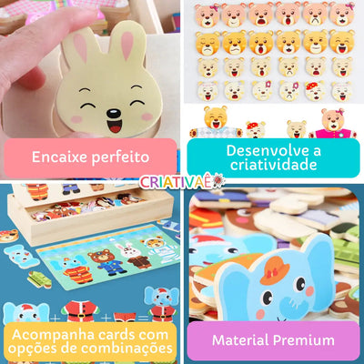 どうぶつミックス Criativae - 組み替えて遊ぶ72ピースの木製パズル